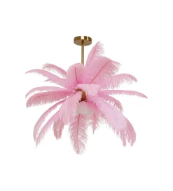 KDesign Lampa wisząca Feather Palm 87 cm różowa