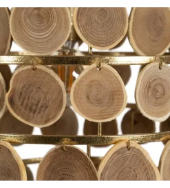 Zona-Design Lampa wisząca PORBELMA 58 cm złota naturalna