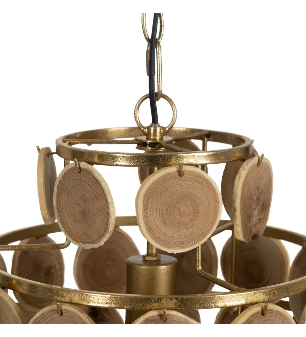 Zona-Design Lampa wisząca PORBELMA 58 cm złota naturalna