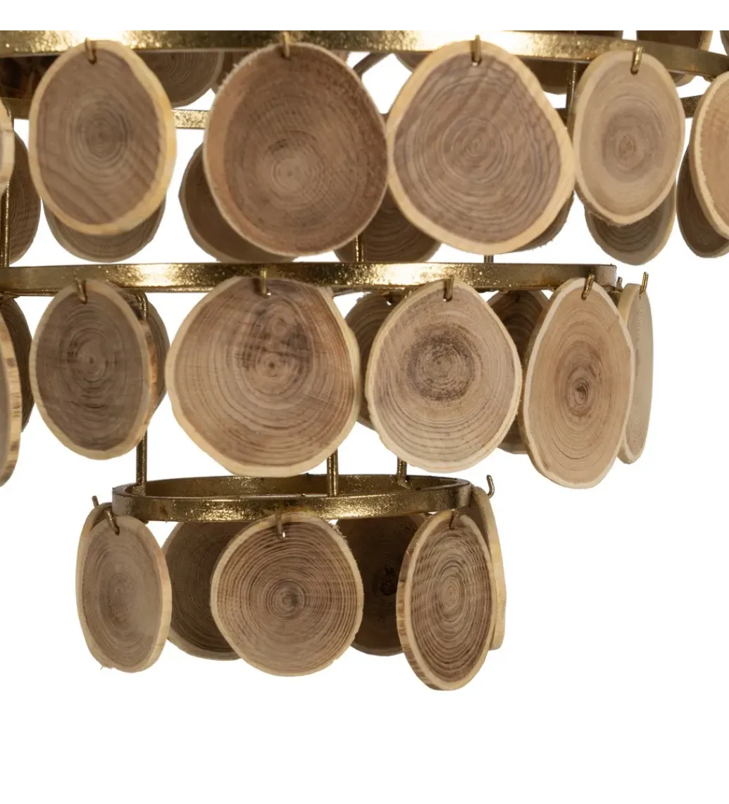 Zona-Design Lampa wisząca PORBELMA 58 cm złota naturalna