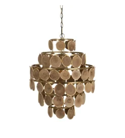 Zona-Design Lampa wisząca PORBELMA 58 cm złota naturalna