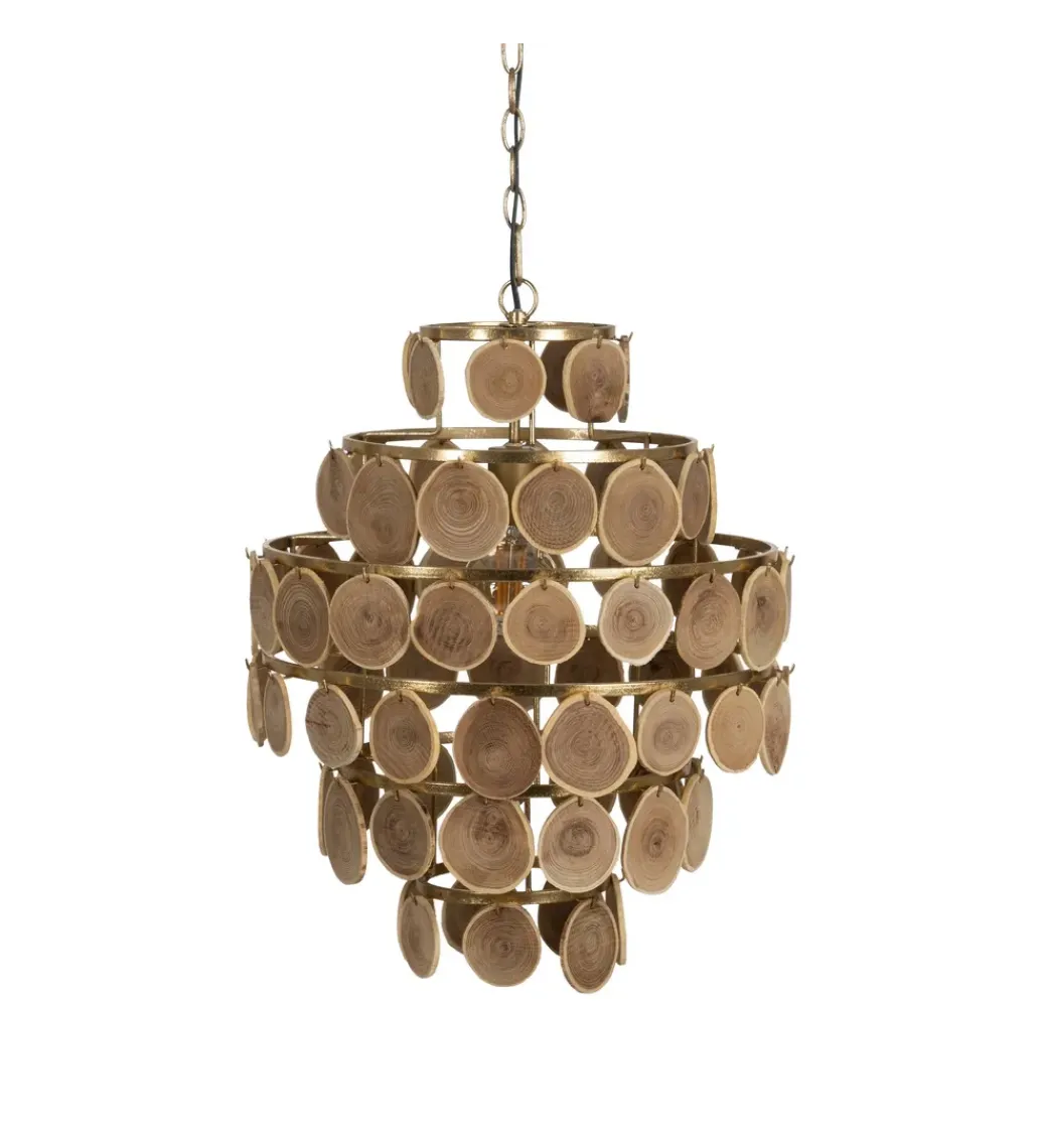 Zona-Design Lampa wisząca PORBELMA 58 cm złota naturalna