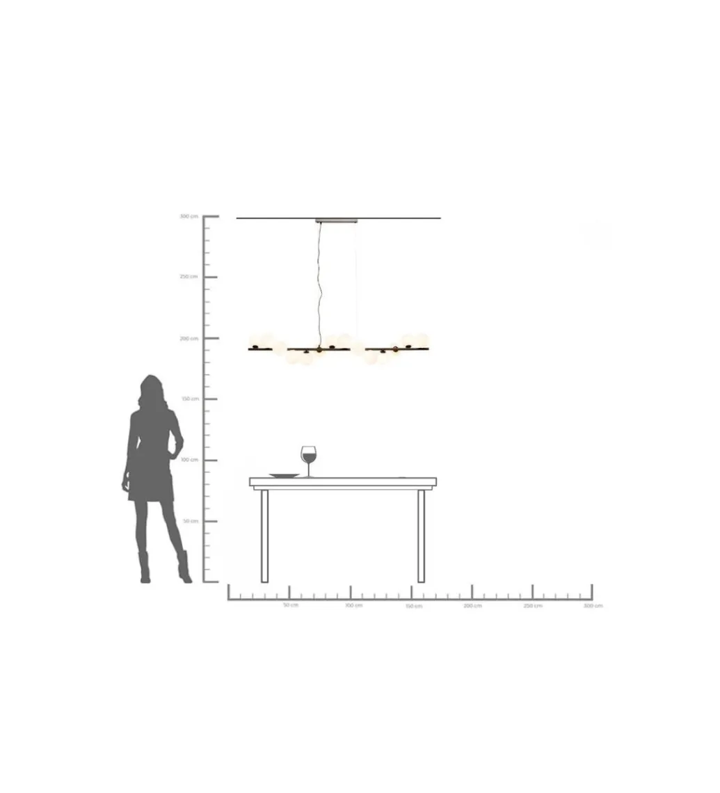 KDesign Lampa wisząca SCALA BALLS 150 cm czarna białe klosze