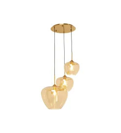 KDesign Lampa wisząca SPHERE AMBER 45 cm złota