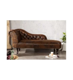 Invicta Interior Leżanka BRIGIDA Chesterfield brązowy antyczny