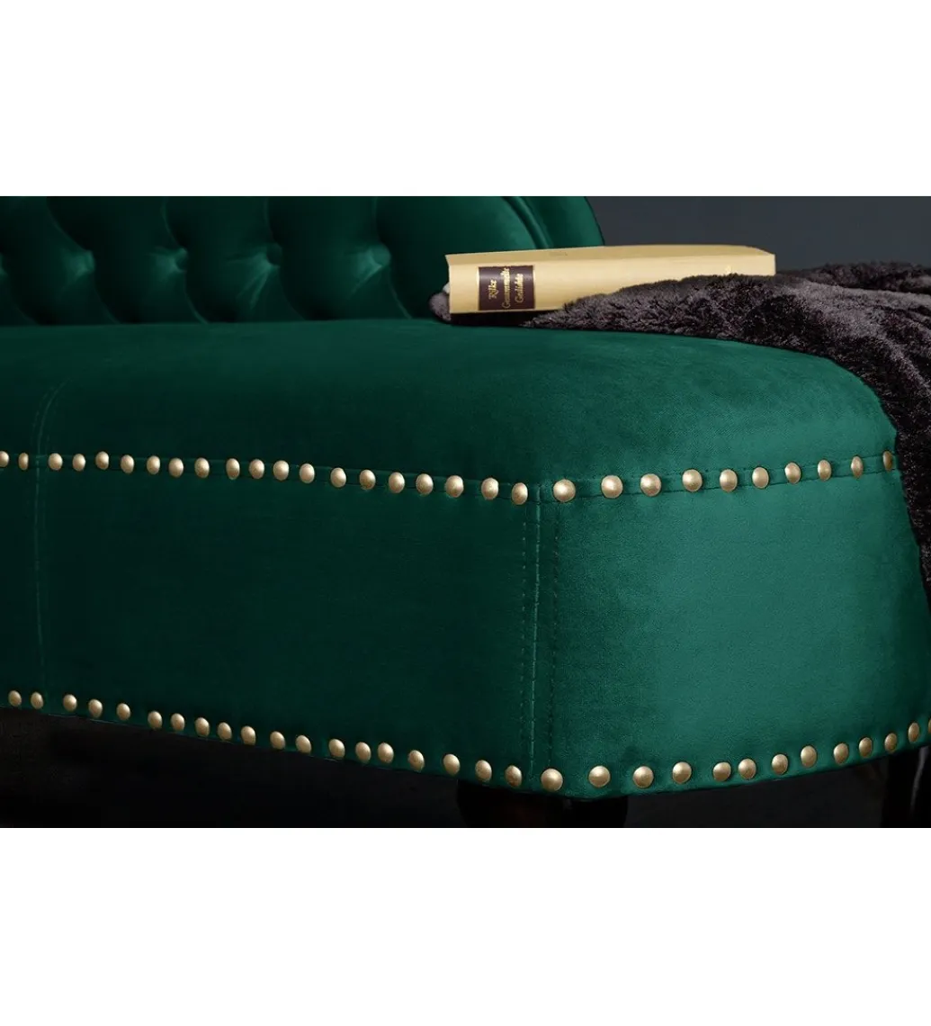 Invicta Interior Leżanka BRIGIDA Chesterfield szmaragdowo zielony aksamit