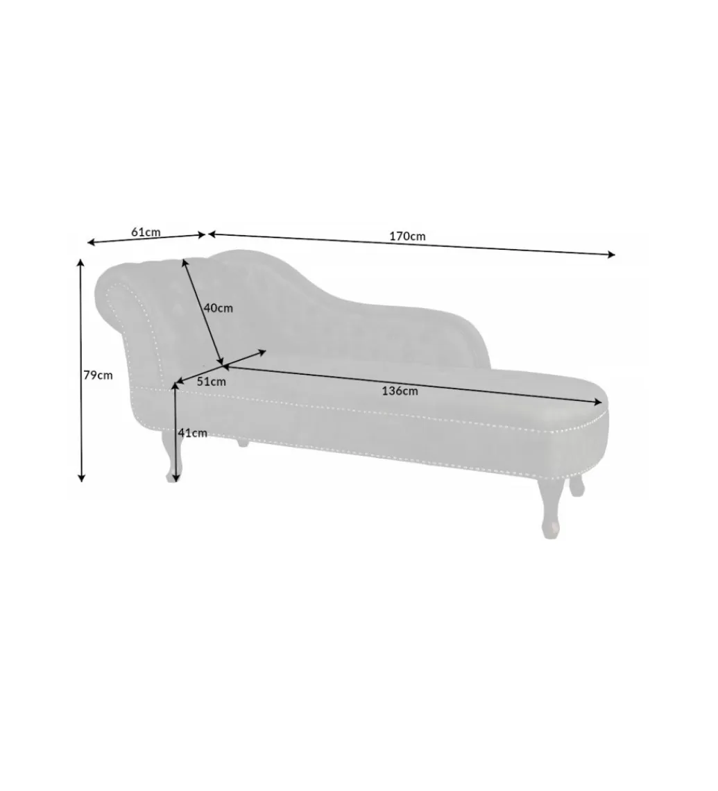Invicta Interior Leżanka Chesterfield BRIGIDA 170 cm szara