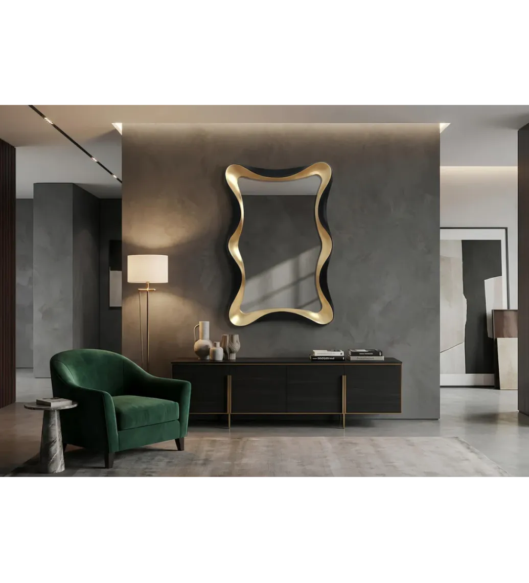 Invicta Interior - przedsprzedaż Lustro ALICE 120 cm czarne złote