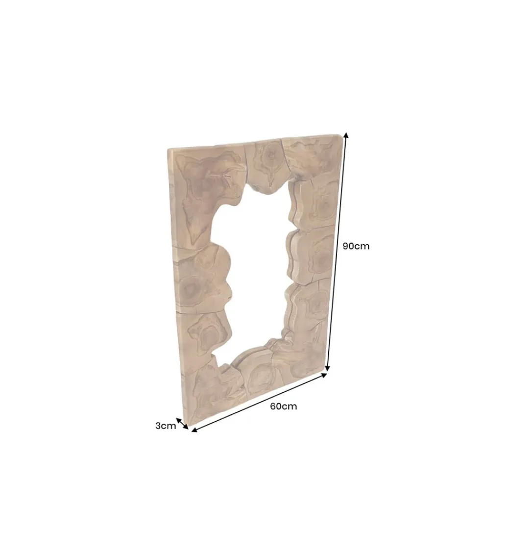 Invicta Interior Lustro ścienne MOZAIKA 90 cm drewno tekowe