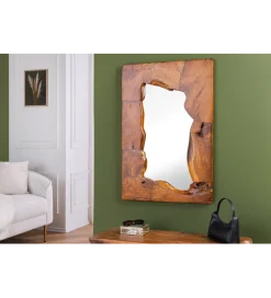 Invicta Interior Lustro ścienne MOZAIKA 90 cm drewno tekowe