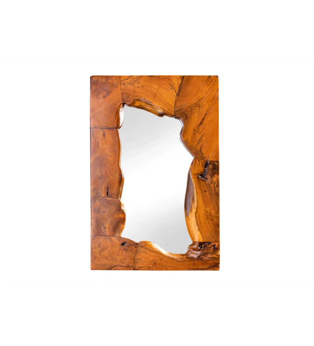 Invicta Interior Lustro ścienne MOZAIKA 90 cm drewno tekowe