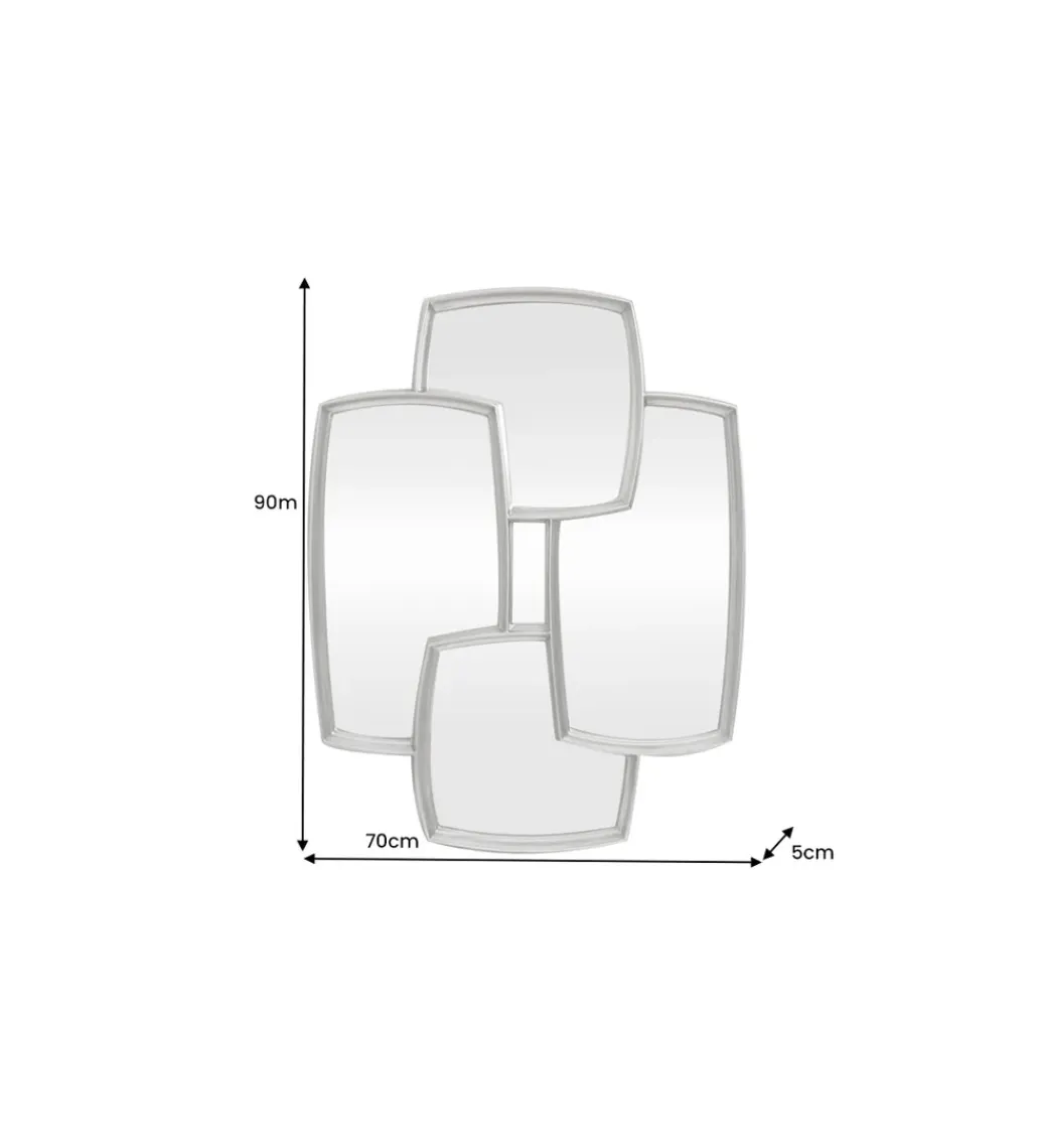 Invicta Interior Lustro QUADRA 90 cm srebrny