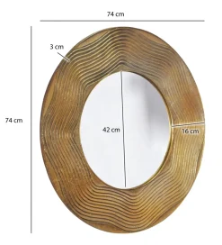 WOHNLING, GERMANY Lustro wiszące BLINK 74 cm antyczne złote