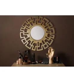 WOHNLING, GERMANY Lustro wiszące FLUR 60 cm antyczne antyczne złote