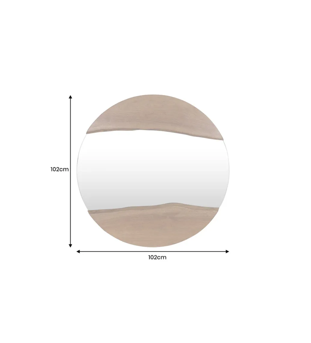 Invicta Interior Lustro wiszące MIRROR 100 cm drewno akacja