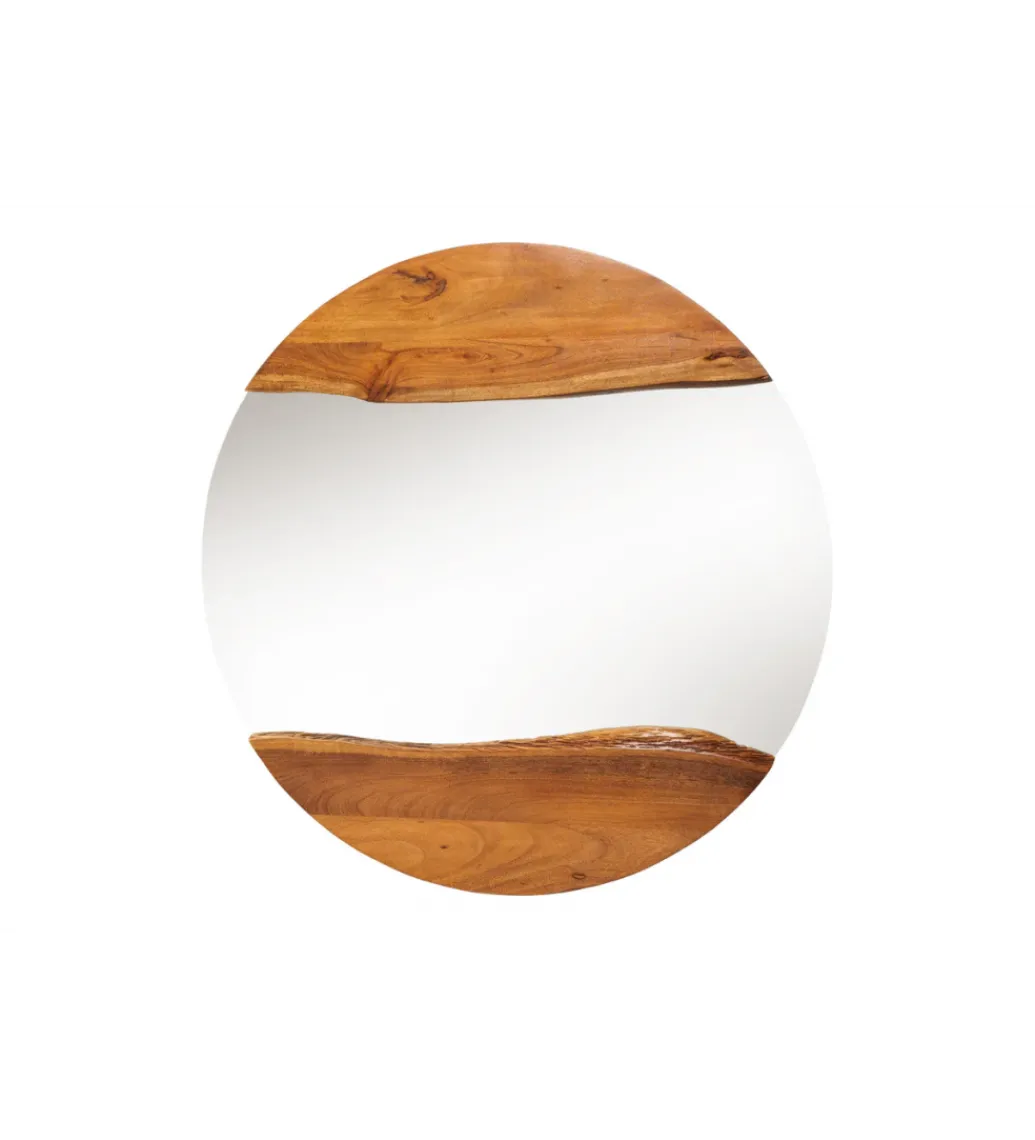 Invicta Interior Lustro wiszące MIRROR 100 cm drewno akacja
