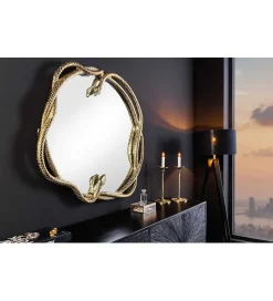 Invicta Interior Lustro wiszące SNAKE XL 85 cm złote z elementem dekoracyjnym w kształcie węża