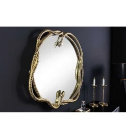 Invicta Interior Lustro wiszące SNAKE XL 85 cm złote z elementem dekoracyjnym w kształcie węża
