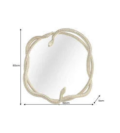 Invicta Interior Lustro wiszące SNAKE XL 85 cm złote z elementem dekoracyjnym w kształcie węża