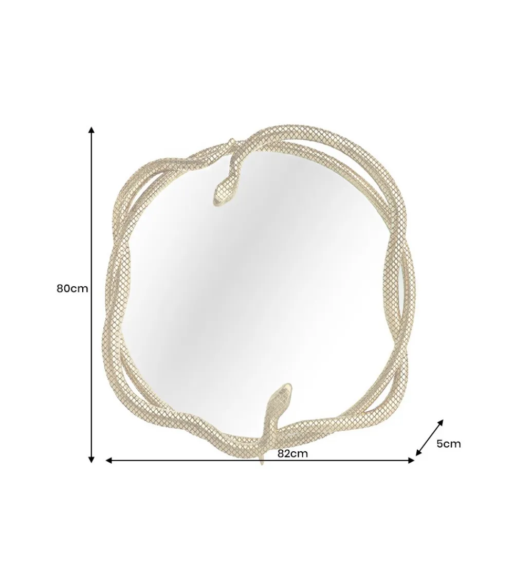 Invicta Interior Lustro wiszące SNAKE XL 85 cm złote z elementem dekoracyjnym w kształcie węża
