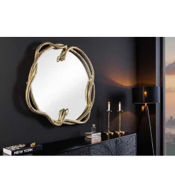 Invicta Interior Lustro wiszące SNAKE XL 85 cm złote z elementem dekoracyjnym w kształcie węża
