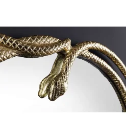 Invicta Interior Lustro wiszące SNAKE XL 85 cm złote z elementem dekoracyjnym w kształcie węża