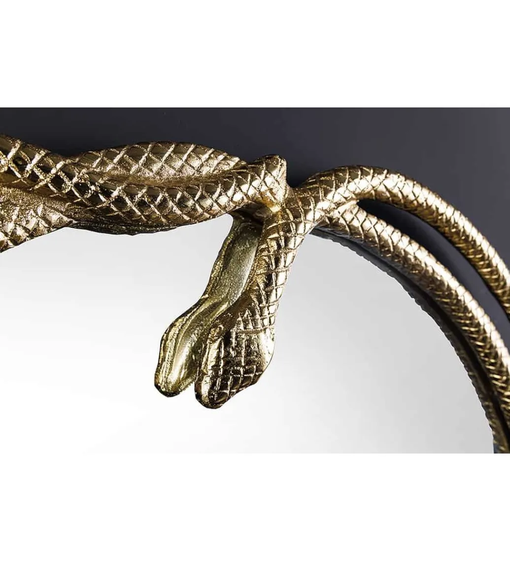 Invicta Interior Lustro wiszące SNAKE XL 85 cm złote z elementem dekoracyjnym w kształcie węża