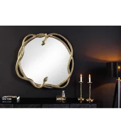 Invicta Interior Lustro wiszące SNAKE XL 85 cm złote z elementem dekoracyjnym w kształcie węża