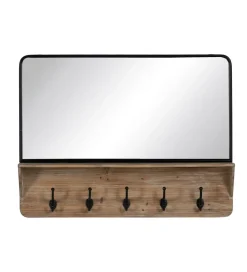 Zona-Design Lustro wiszące z wieszakiem IRATINA 90 cm naturalne czarne