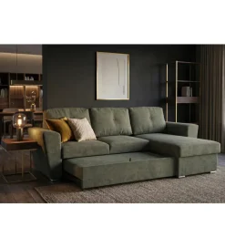 Invicta Interior Narożnik APARTMENT 245 cm z funkcją spania zielony