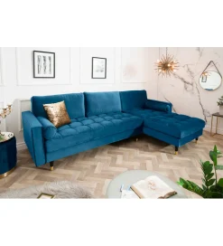 Invicta Interior Narożnik Canis Velvet 260 cm ciemnoniebieski aksamit