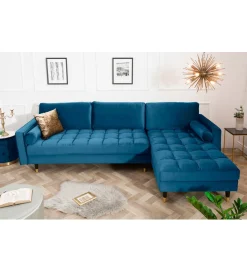 Invicta Interior Narożnik Canis Velvet 260 cm ciemnoniebieski aksamit