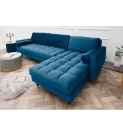 Invicta Interior Narożnik Canis Velvet 260 cm ciemnoniebieski aksamit