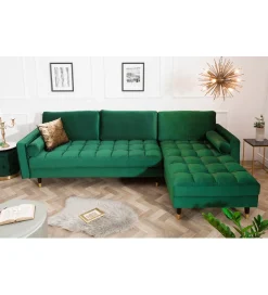 Invicta Interior Narożnik CANIS velvet  260 cm ciemnozielony