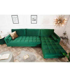 Invicta Interior Narożnik CANIS velvet  260 cm ciemnozielony