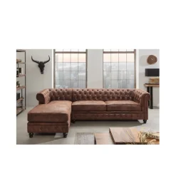 Invicta Interior Narożnik Chesterfield 270 cm antyczny brąz lewostronny