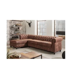Invicta Interior Narożnik Chesterfield 270 cm antyczny brąz lewostronny