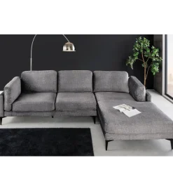 Invicta Interior Narożnik prawostronny MANHATTAN 295 cm z pufem aksamit ciemnoszary