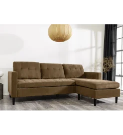Invicta Interior Narożnik STOCKHOLM 220 cm 3-osobowy sztruks jasnobrązowy