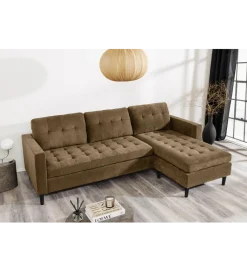 Invicta Interior Narożnik STOCKHOLM 220 cm 3-osobowy sztruks jasnobrązowy