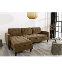 Invicta Interior Narożnik STOCKHOLM 220 cm 3-osobowy sztruks jasnobrązowy
