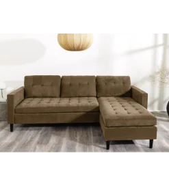 Invicta Interior Narożnik STOCKHOLM 220 cm 3-osobowy sztruks jasnobrązowy
