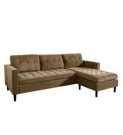 Invicta Interior Narożnik STOCKHOLM 220 cm 3-osobowy sztruks jasnobrązowy