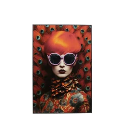 KDesign Obraz FANCY RED LADY LED 75 x 55 cm