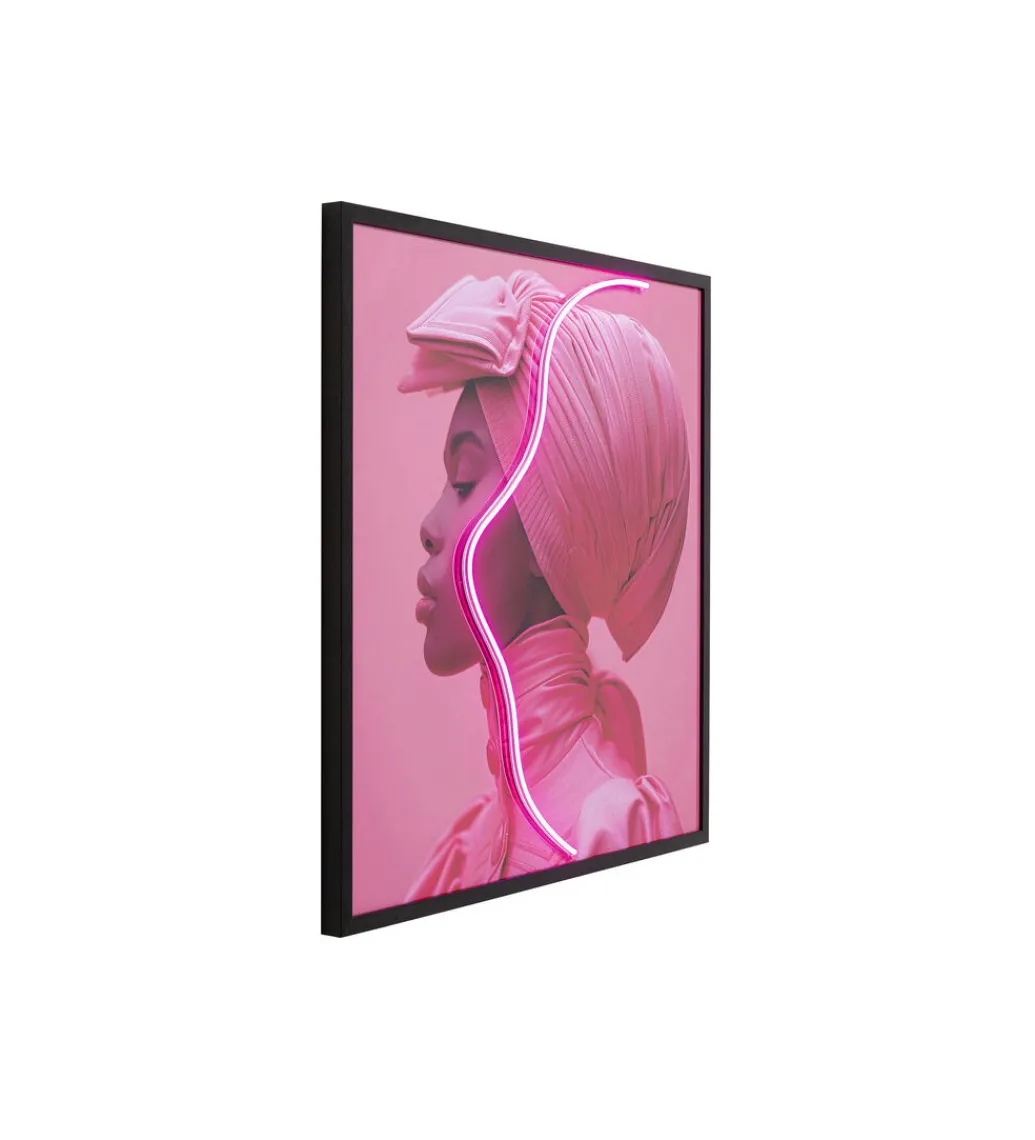 KDesign Obraz LED PINK WOMAN 80 x 80 cm