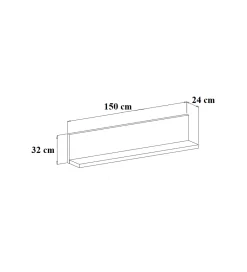 Helvetia Półka wisząca BOTA 150 cm antracytowa