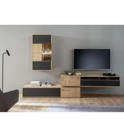 MCA Półka wisząca VALENCIA 94 cm antracytowo naturalna