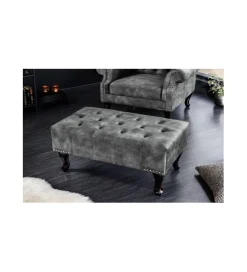 Invicta Interior Podnóżek BRIGIDA Chesterfield 80 cm szary