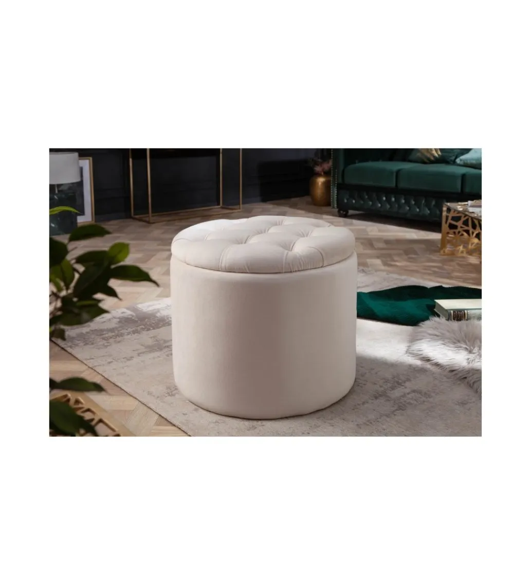 Invicta Interior Pufa FABIO II 50 Cm Aksamit beżowa
