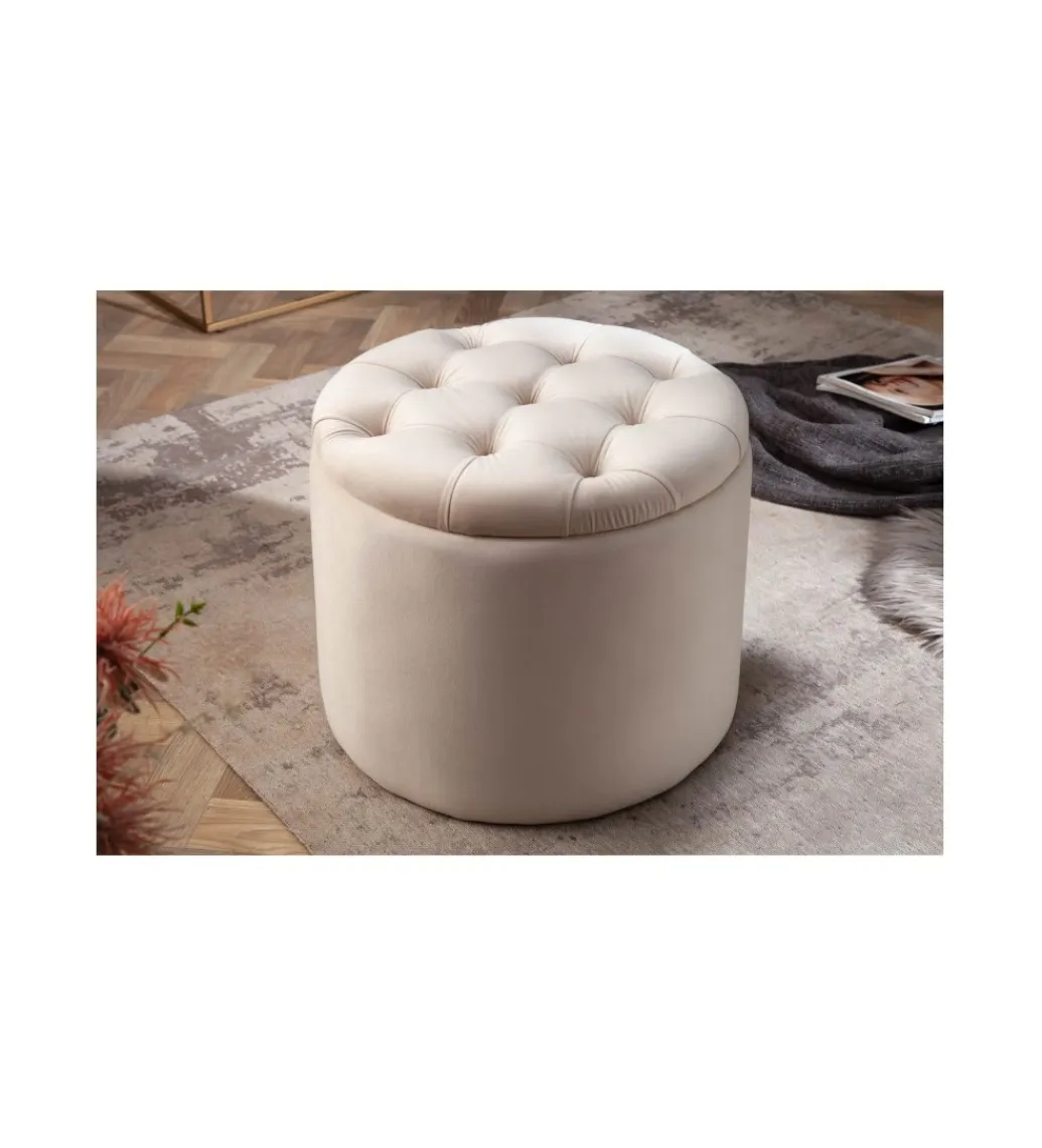 Invicta Interior Pufa FABIO II 50 Cm Aksamit beżowa